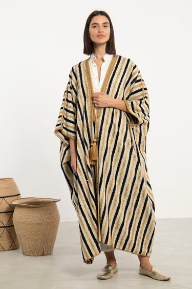 Aida Wool Black and Gold Abaya