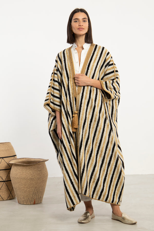 Aida Wool Black and Gold Abaya