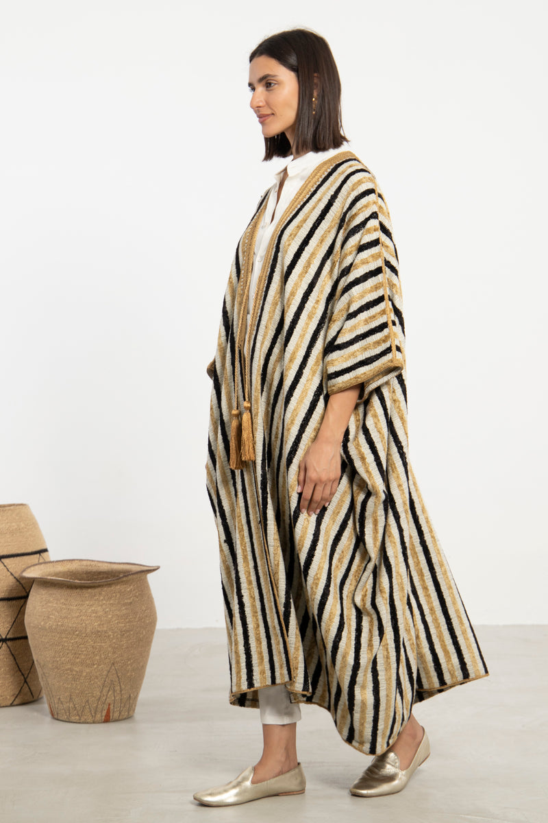 Aida Wool Black and Gold Abaya