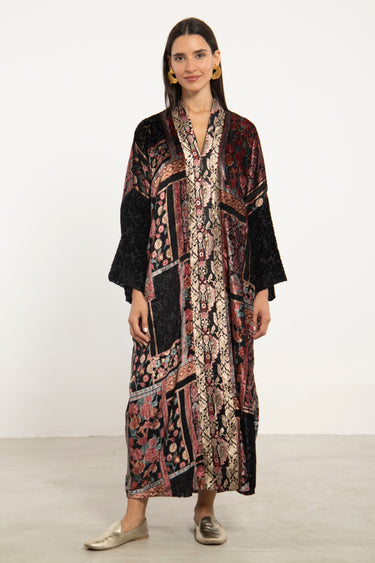 Khalida Velvet Devoré Patchwork Dress