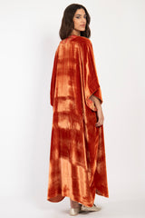 Adan Silk Velvet Rust Kaftan