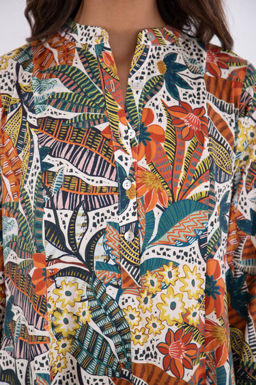 Jbeil Cotton Printed Leaves Dress