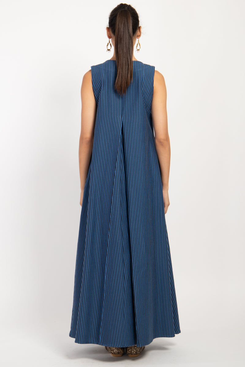 Rakia Cotton Blue Striped Dress