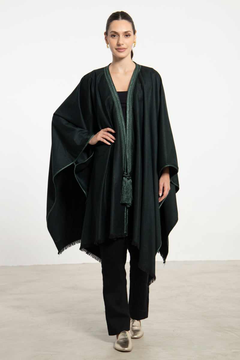Wool & Cashmere Dark Green Poncho