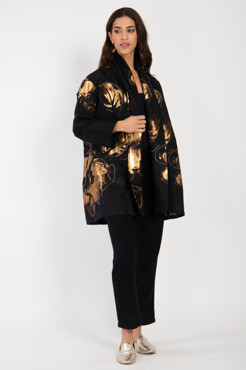 Fay Silk Gold Foil Black Jacket