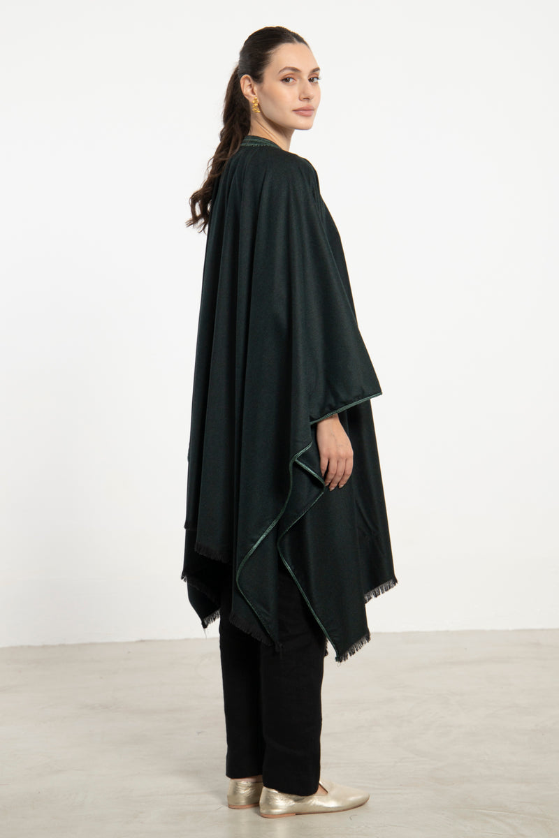 Wool & Cashmere Dark Green Poncho