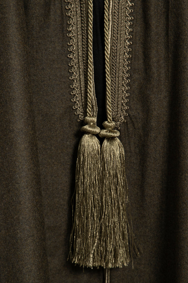 Olive Green Wool & Cashmere Poncho