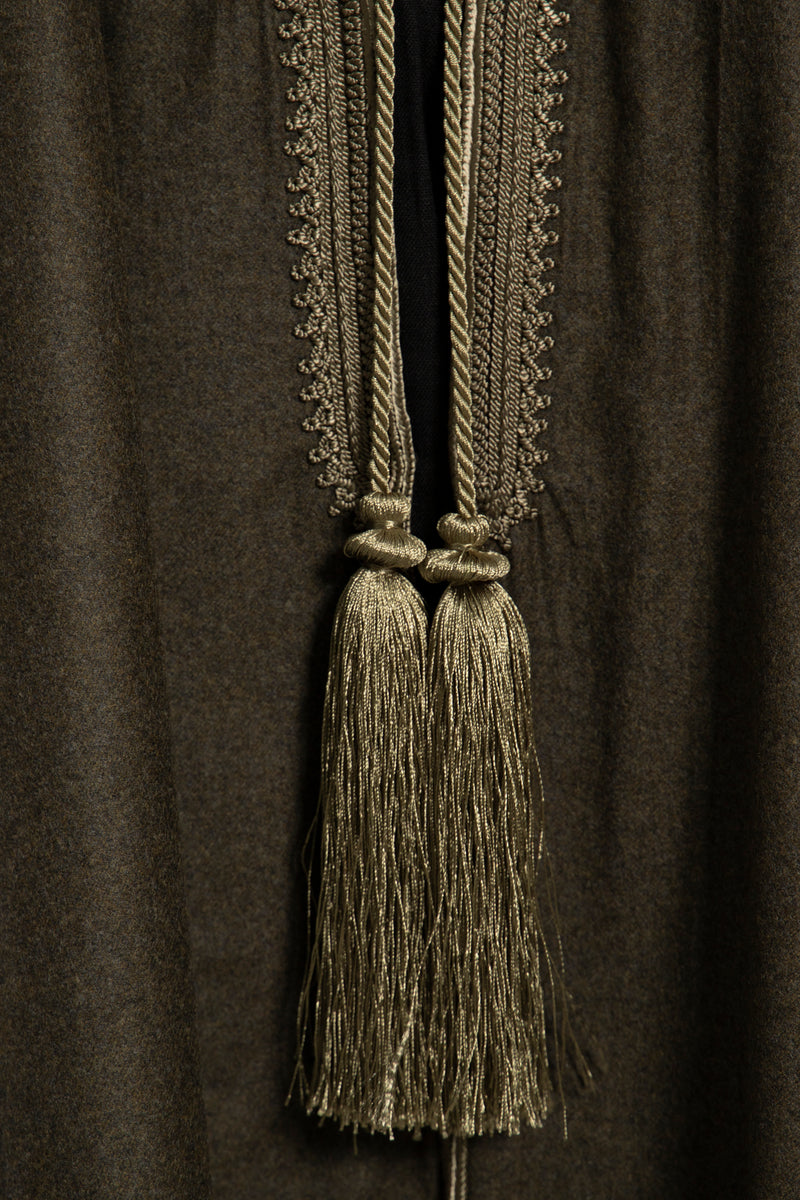 Olive Green Wool & Cashmere Poncho