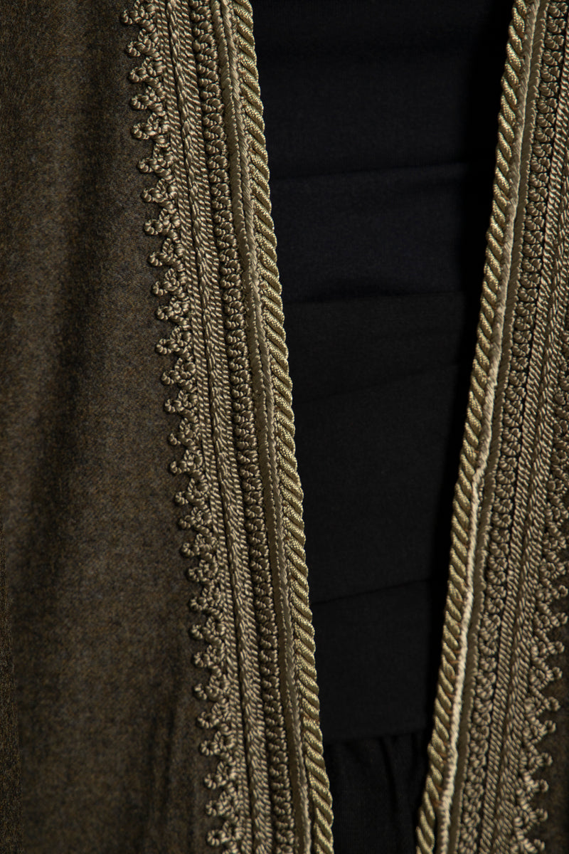 Olive Green Wool & Cashmere Poncho