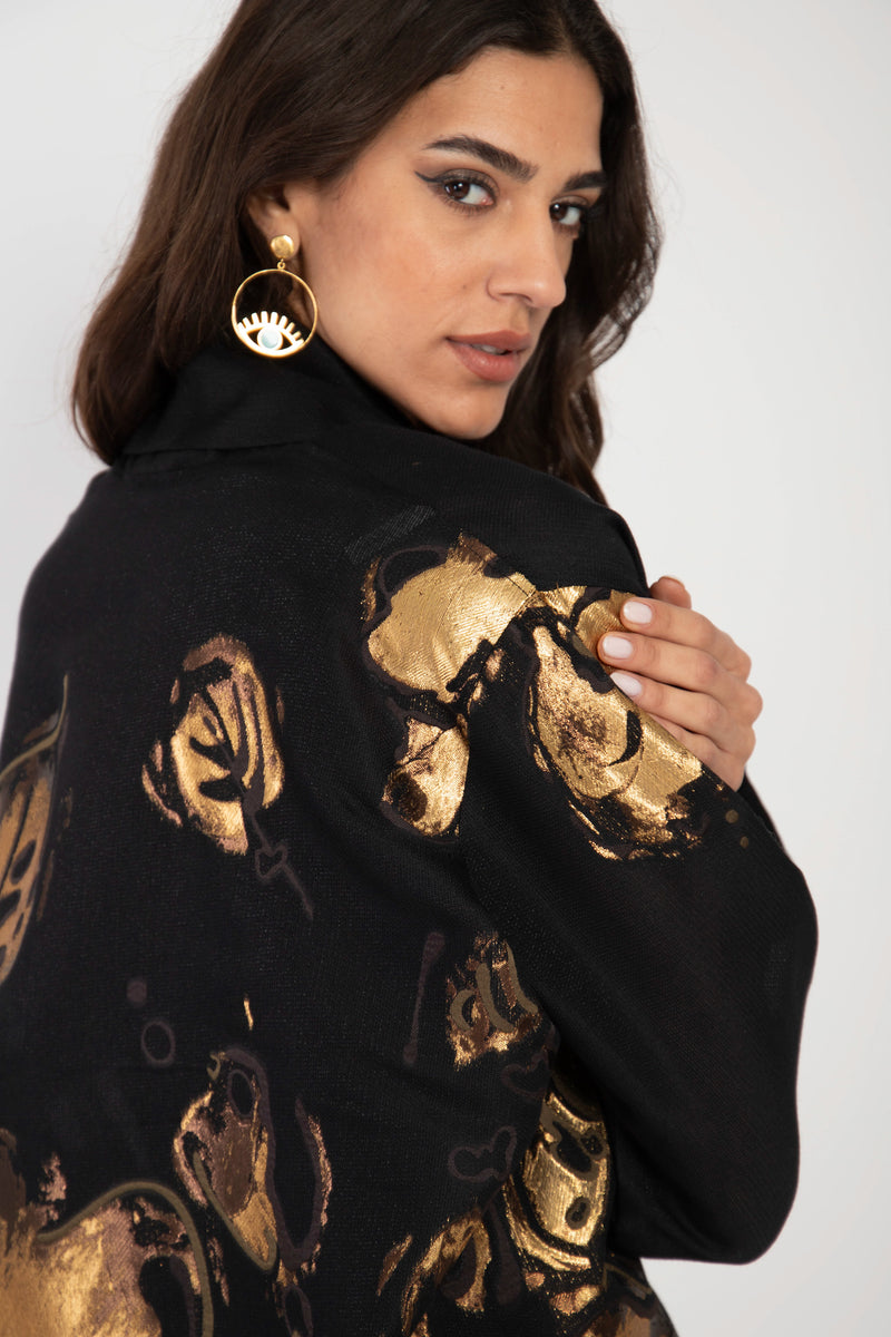 Fay Silk Gold Foil Black Jacket