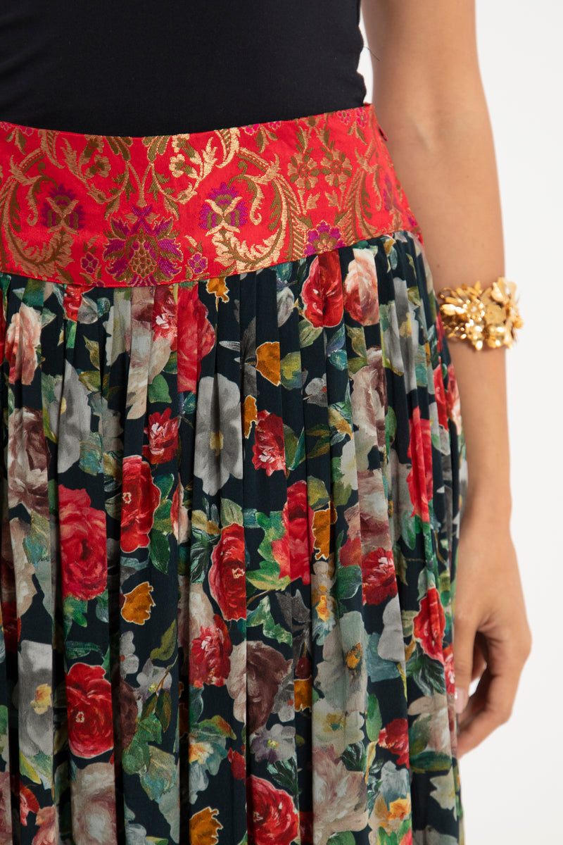 Bissane Skirt Silk Floral Skirt