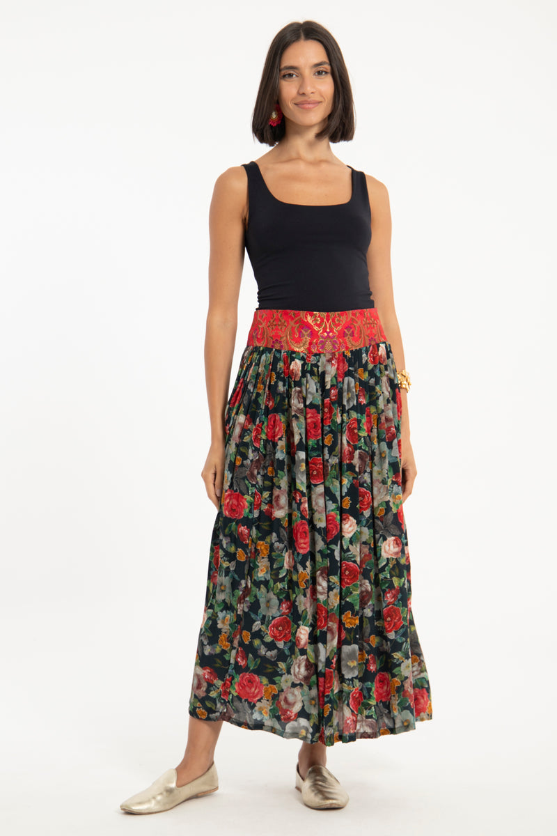 Bissane Skirt Silk Floral Skirt