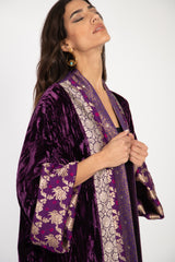 Yasma Crushed Velvet Purple Abaya