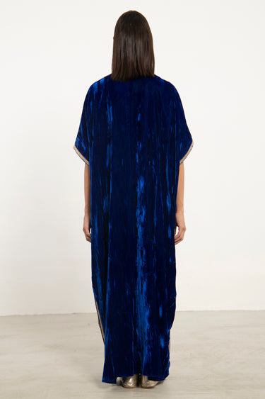 Fadia Silk Velvet Royal Blue Dress