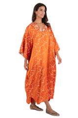 Adan Silk Brocade Orange Dress