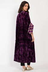 Yasma Crushed Velvet Purple Abaya