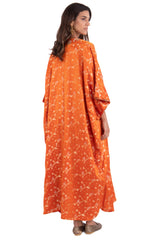 Adan Silk Brocade Orange Dress