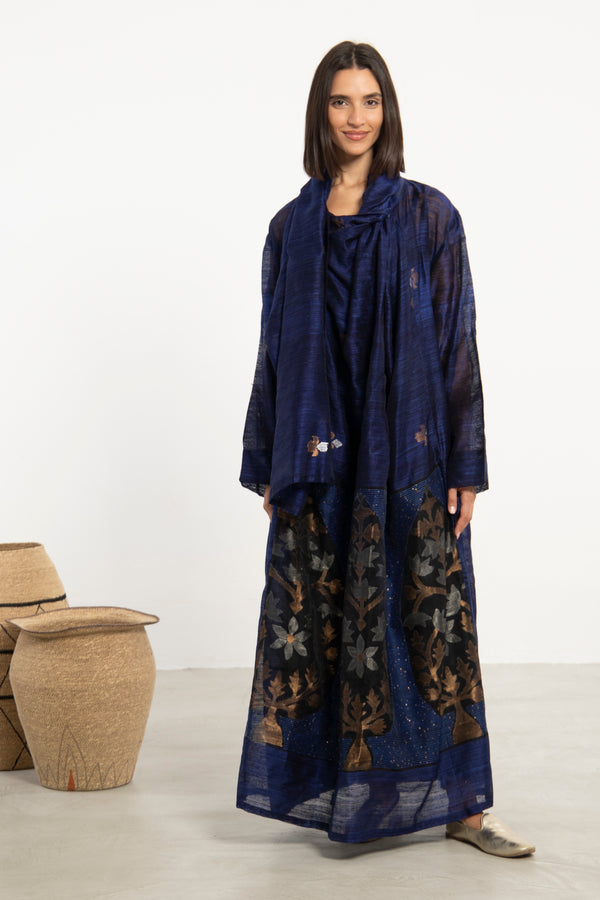 One-of-A-Kind Madhuri Silk Navy Dress