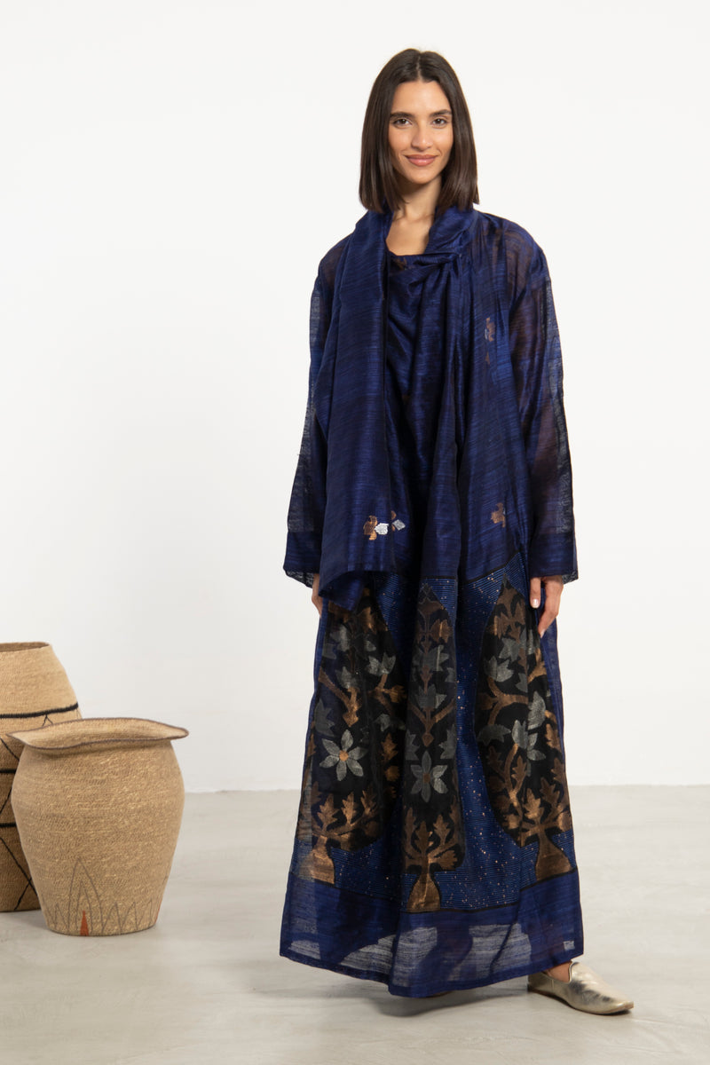 One-of-A-Kind Madhuri Silk Navy Dress