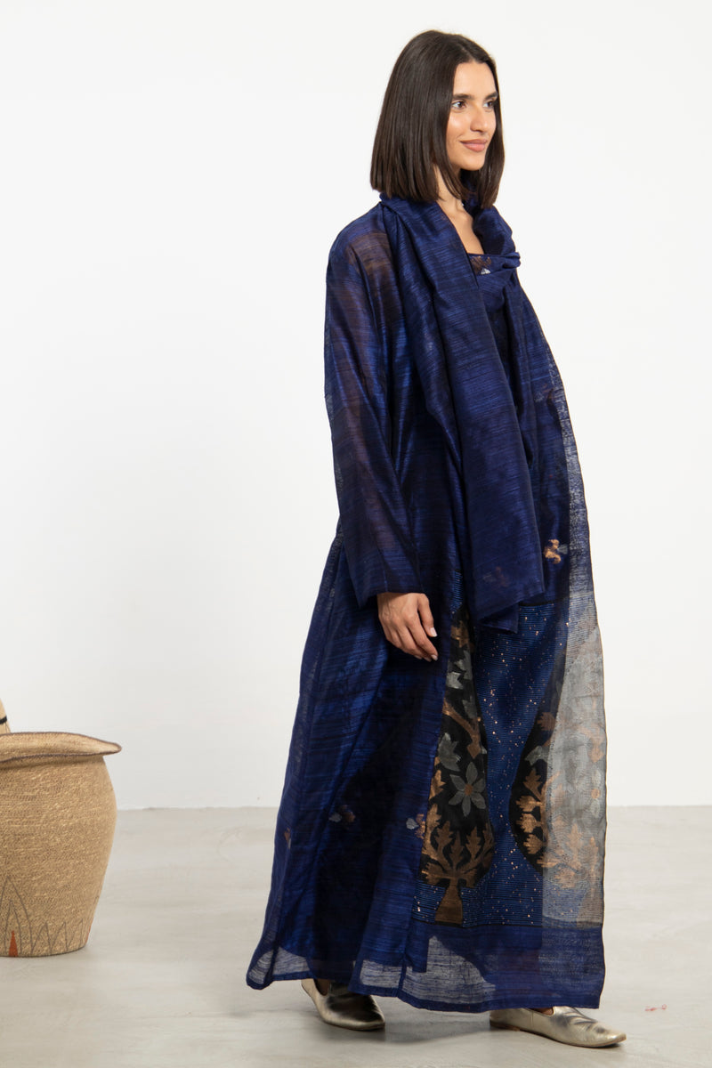 One-of-A-Kind Madhuri Silk Navy Dress