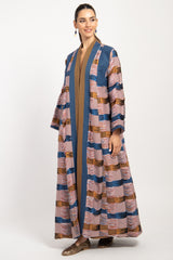 Rim Cotton Mini Multi Squares Long Sleeve Abaya