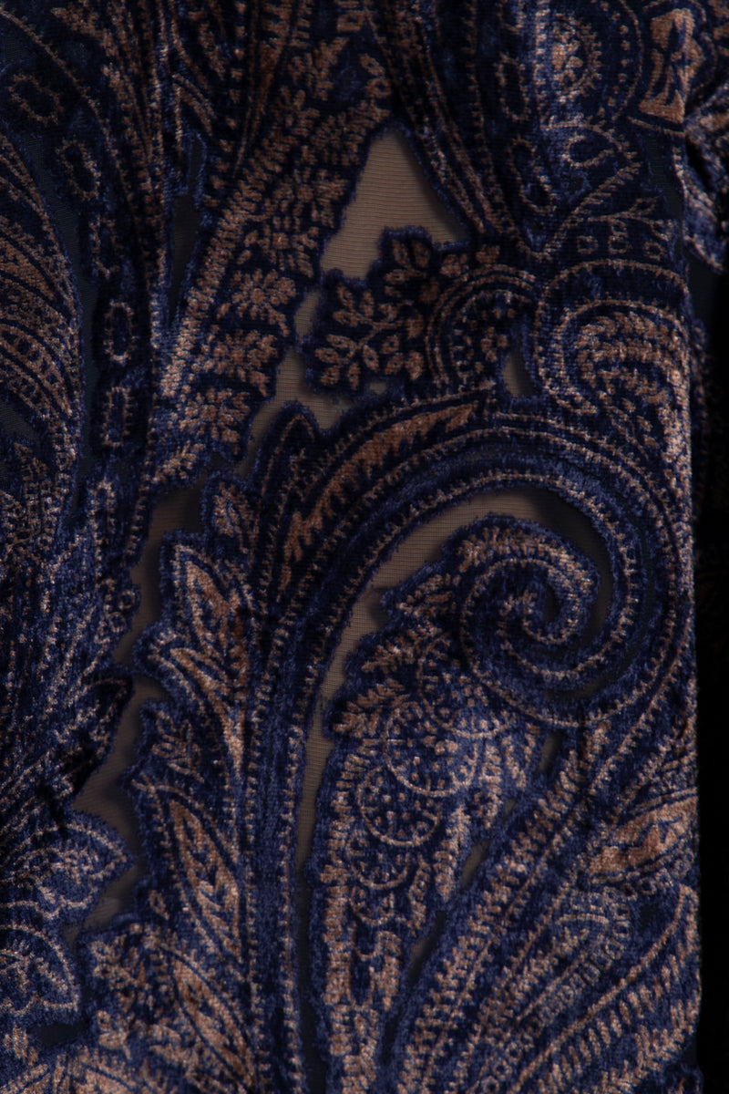 Zamzam Velvet Devoré Navy Dress