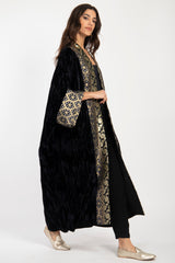 Yasma Crushed Velvet Black Abaya