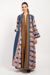 Rim Cotton Mini Multi Squares Long Sleeve Abaya