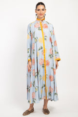 Marwa Cotton Light Blue Printed Dress