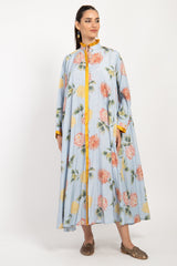 Marwa Cotton Light Blue Printed Dress