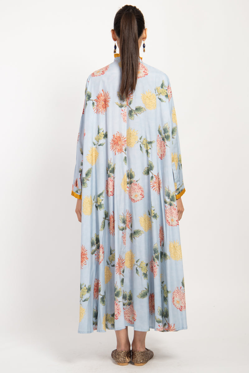 Marwa Cotton Light Blue Printed Dress