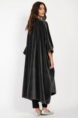 Aida Cotton Velvet Grey Abaya