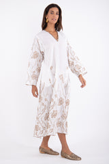 Malaki Linen White Embroidered Dress