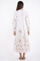 Malaki Linen White Embroidered Dress
