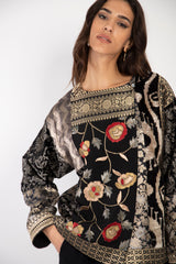 Hanadi Velvet & Silk Brocade Patchwork Jacket