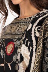 Hanadi Velvet & Silk Brocade Patchwork Jacket