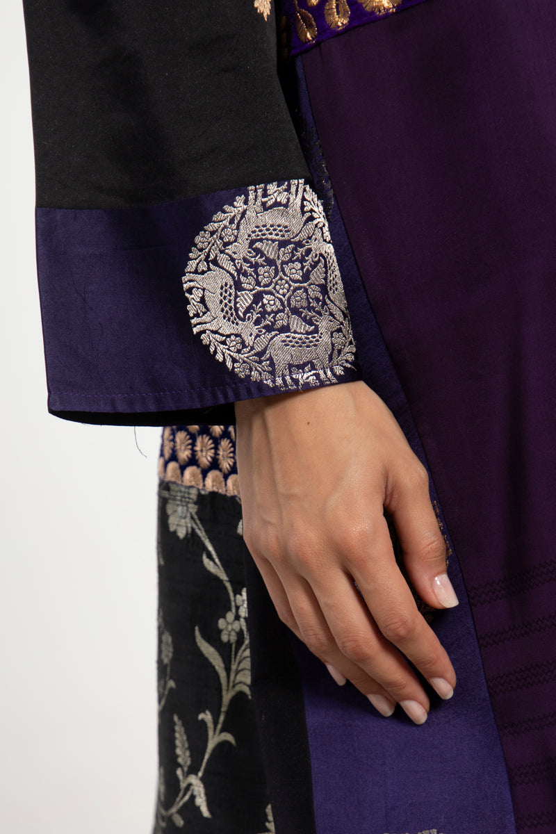 Fayrouz Silk Brocade & Patchwork Coat