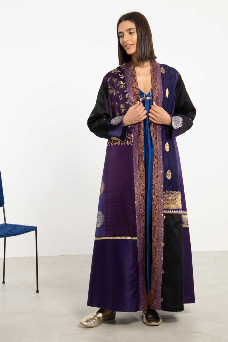 Fayrouz Silk Brocade & Patchwork Coat