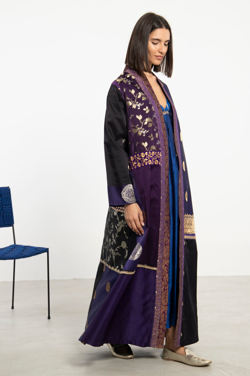 Fayrouz Silk Brocade & Patchwork Coat