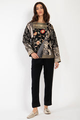 Hanadi Velvet & Silk Brocade Patchwork Jacket