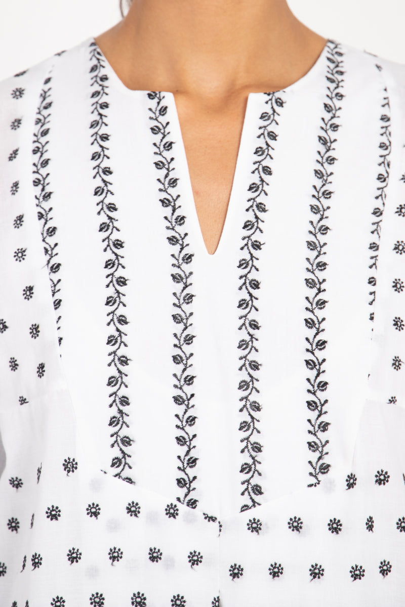 Shirine Cotton Tiny Florals Black & White Dress