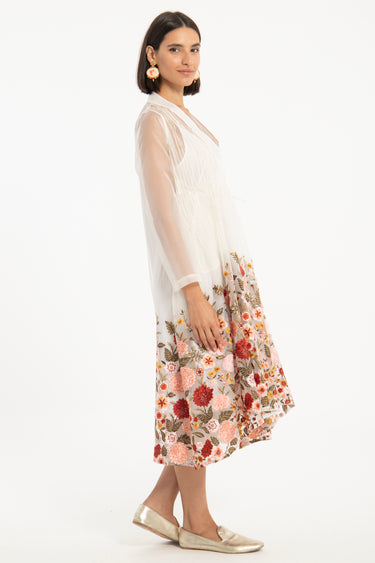 Wadad Silk Embroidered Wrap Dress