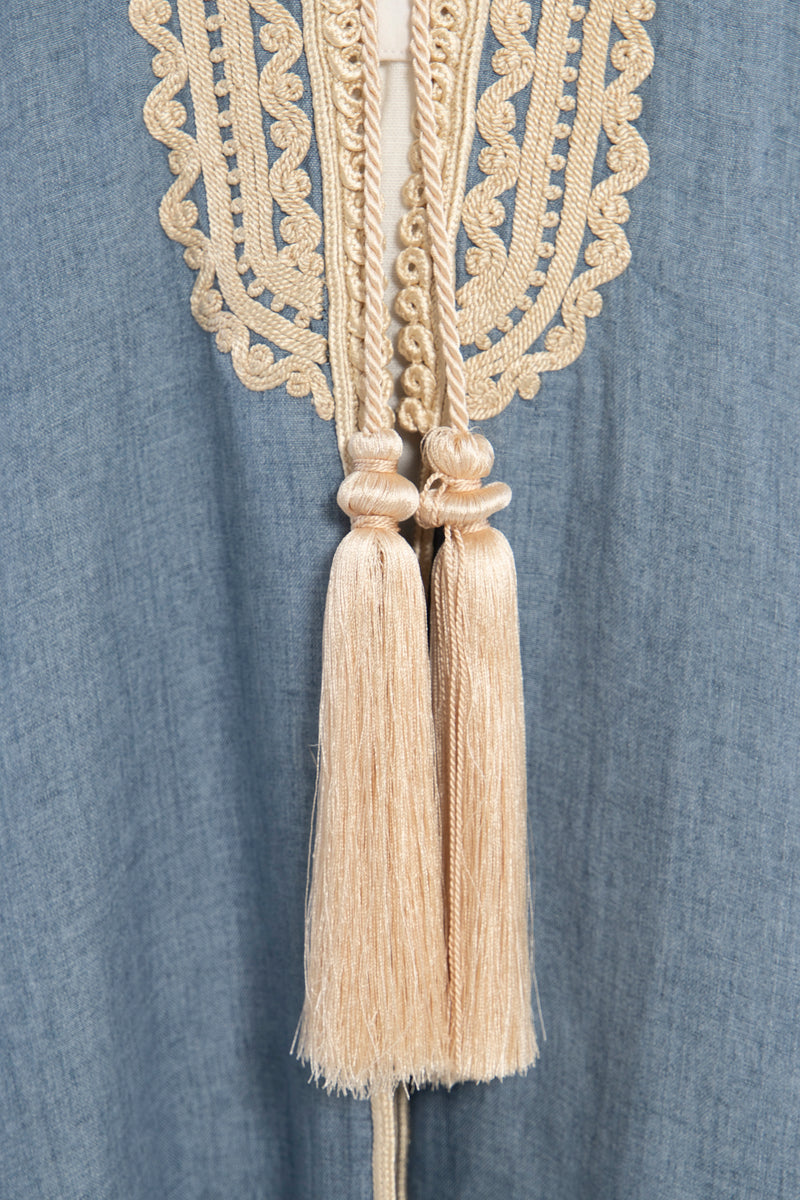 Classic Linen Blue Abaya