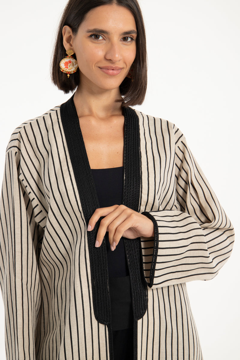 Classic Linen Striped Short Abaya