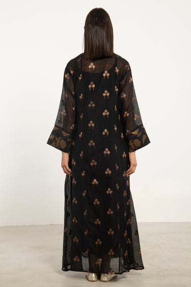 Basma Handwoven Silk Black Dress