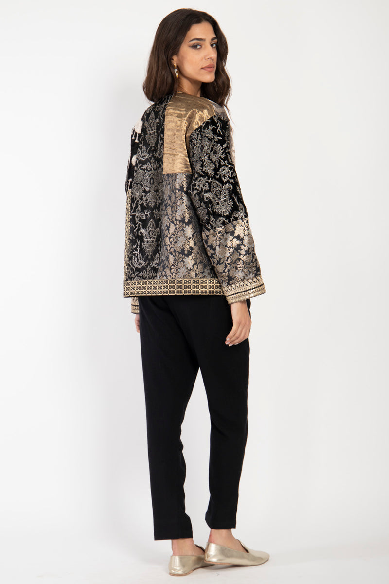 Hanadi Velvet & Silk Brocade Patchwork Jacket