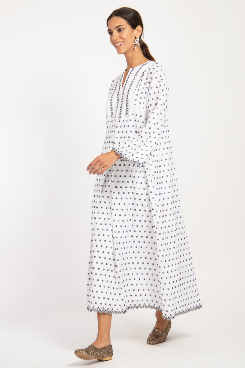 Shirine Cotton Tiny Florals Black & White Dress