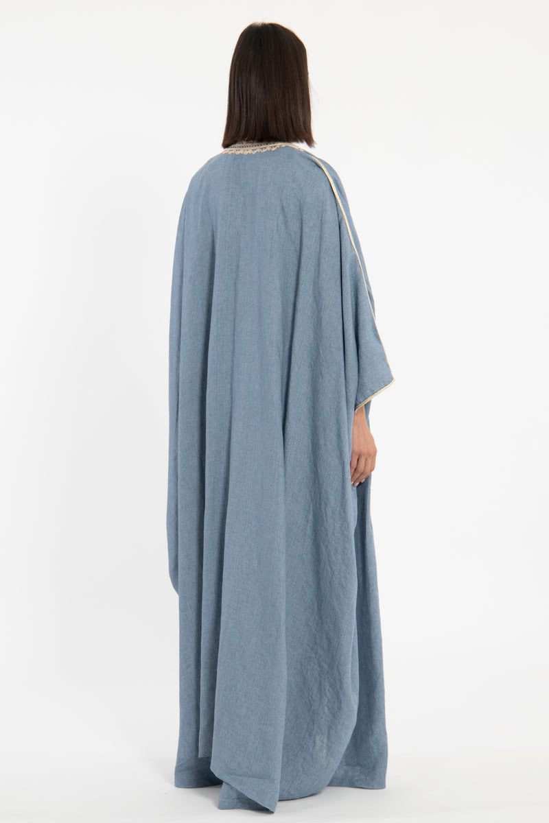 Classic Linen Blue Abaya