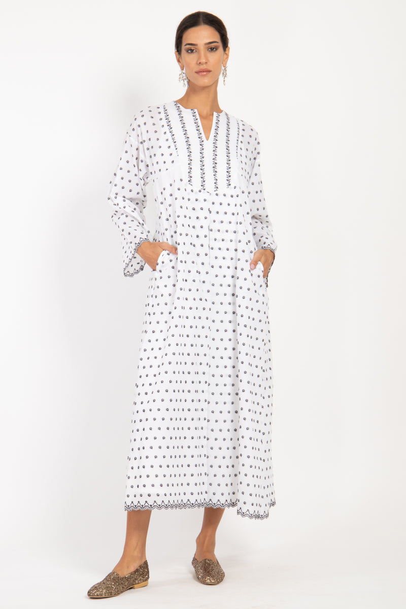 Shirine Cotton Tiny Florals Black & White Dress