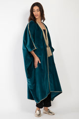 Aida Cotton Velvet Teal Abaya